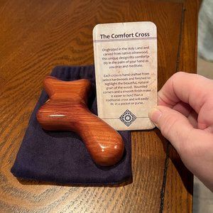 NWOT The Comfort Cross pocket hand crafted native olivewood Holy Land Christian